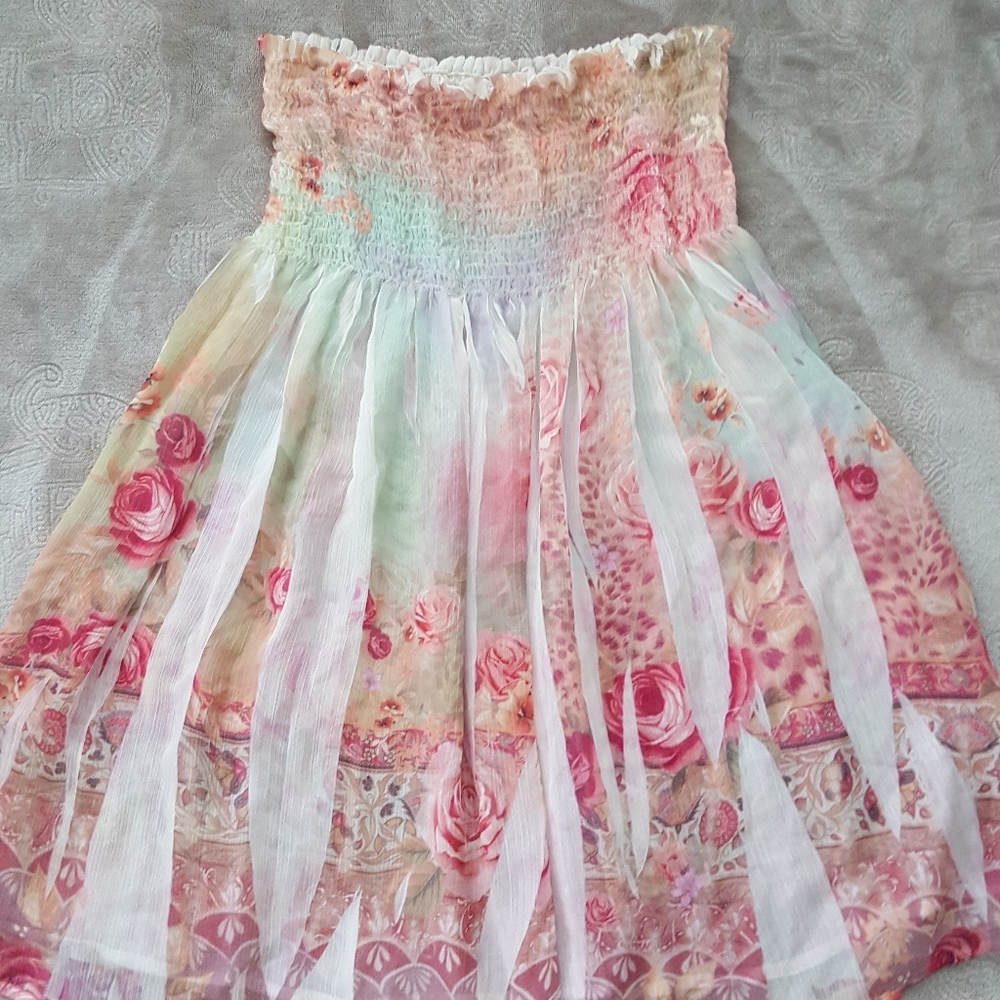 FOREVER 21 Beach Cover Up Smocked Bodice Dress